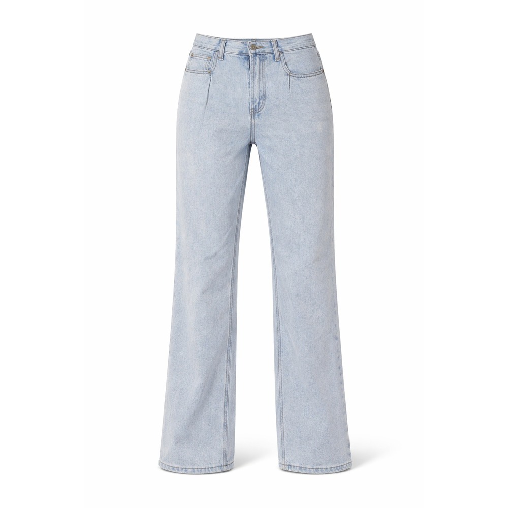 Forever 21 Premium Denim Light Wash Pleated Wide Leg Jean Blue Size 25 High Rise
